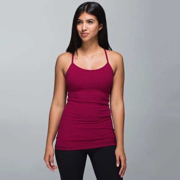 Lululemon Power Y Tank in Hyper Stripe Bordeaux Drama Bumble Berry - Picture 1 of 6